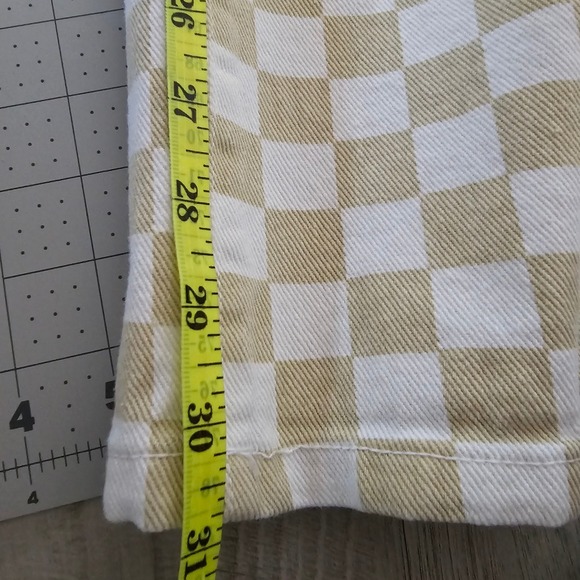 RSQ Tan White Checkered Wide Leg High Rise Jeans Size 24 Skater Streetwear - Picture 5 of 7